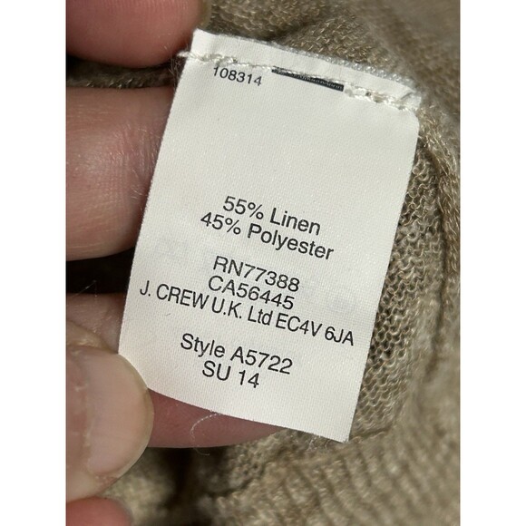 J CREW WOMEN'S TAN BEIGE MARLED LINEN BLEND ZIP UP CARDIGAN JACKET SWEATER S - Picture 9 of 11